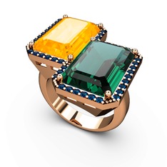 Avis Yüzük - Sitrin, yeşil kuvars ve lab safir 8 ayar rose altın yüzük #1woud1o