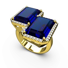 Avis Yüzük - Lab safir ve swarovski 8 ayar altın yüzük #1y1r052