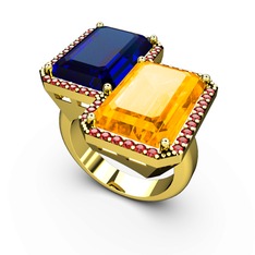 Avis Yüzük - Lab safir, sitrin ve garnet 8 ayar altın yüzük #5i4xso