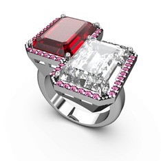 Avis Yüzük - Garnet, beyaz zirkon ve rodolit garnet 8 ayar beyaz altın yüzük #5l8kq6