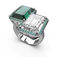 Avis Yüzük - Yeşil kuvars ve beyaz zirkon 925 ayar gümüş yüzük #6c0tul