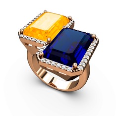 Avis Yüzük - Sitrin, lab safir ve swarovski 8 ayar rose altın yüzük #8w3d5n