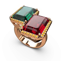 Avis Yüzük - Yeşil kuvars, garnet ve sitrin 18 ayar rose altın yüzük #91ezrq