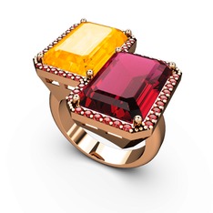 Sitrin, rodolit garnet ve garnet 8 ayar rose altın yüzük