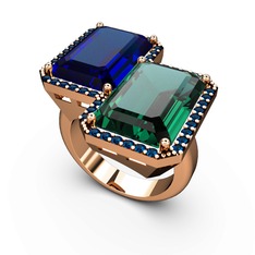 Avis Yüzük - Lab safir ve yeşil kuvars 8 ayar rose altın yüzük #aaoaib
