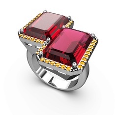 Garnet, rodolit garnet ve sitrin 925 ayar gümüş yüzük