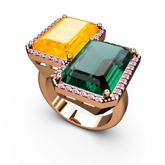 Avis Yüzük - Sitrin, yeşil kuvars ve pembe kuvars 18 ayar rose altın yüzük #arduqi