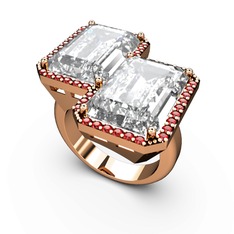 Avis Yüzük - Beyaz zirkon ve garnet 8 ayar rose altın yüzük #b7yssw