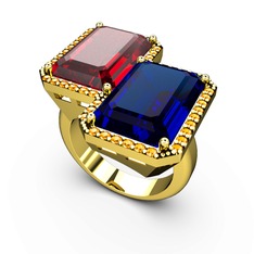 Garnet, lab safir ve sitrin 8 ayar altın yüzük