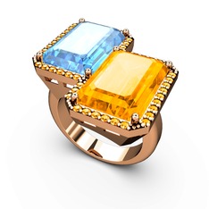 Avis Yüzük - Akuamarin ve sitrin 8 ayar rose altın yüzük #dg6e4d