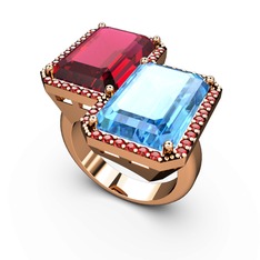 Avis Yüzük - Rodolit garnet, akuamarin ve garnet 18 ayar rose altın yüzük #eh6qpj