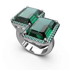 Avis Yüzük - Yeşil kuvars 8 ayar beyaz altın yüzük #ep25jh