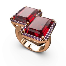 Avis Yüzük - Garnet ve ametist 14 ayar rose altın yüzük #fmbeva