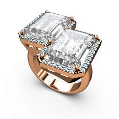 Avis Yüzük - Beyaz zirkon ve akuamarin 14 ayar rose altın yüzük #lvjlmt