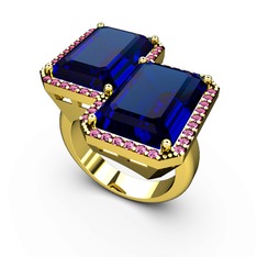 Avis Yüzük - Lab safir ve rodolit garnet 18 ayar altın yüzük #m0iv08