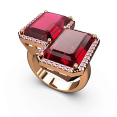 Avis Yüzük - Rodolit garnet, garnet ve pembe kuvars 8 ayar rose altın yüzük #mq03uo