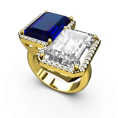 Avis Yüzük - Lab safir, beyaz zirkon ve swarovski 14 ayar altın yüzük #nha7a6