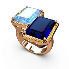 Avis Yüzük - Akuamarin, lab safir ve sitrin 8 ayar rose altın yüzük #oh97yr