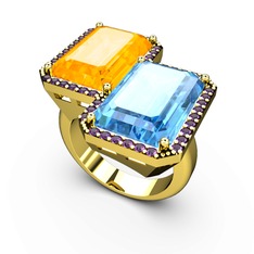 Avis Yüzük - Sitrin, akuamarin ve ametist 8 ayar altın yüzük #os840k