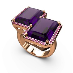 Avis Yüzük - Ametist ve rodolit garnet 18 ayar rose altın yüzük #qsena6