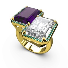 Avis Yüzük - Ametist, beyaz zirkon ve yeşil kuvars 8 ayar altın yüzük #t7xx0l