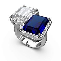 Avis Yüzük - Beyaz zirkon, lab safir ve swarovski 14 ayar beyaz altın yüzük #tye9ri