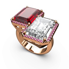 Avis Yüzük - Garnet, beyaz zirkon ve rodolit garnet 18 ayar rose altın yüzük #uihtu2