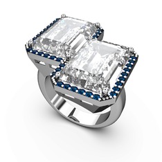 Avis Yüzük - Beyaz zirkon ve lab safir 14 ayar beyaz altın yüzük #wzr9ku