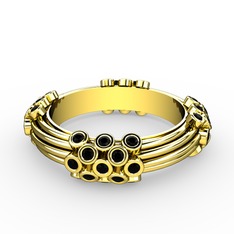 Delissa Yüzük - Siyah zirkon 14 ayar altın yüzük (şeffaf mineli) #107ioes