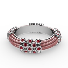 Garnet 14 ayar beyaz altın yüzük (Pastel pembe mineli)
