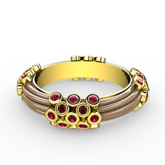 Rodolit garnet 925 ayar altın kaplama gümüş yüzük (Ekru mineli)