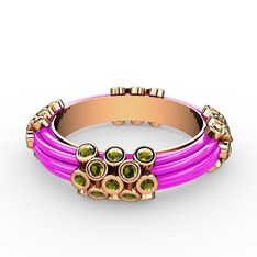 Peridot 18 ayar rose altın yüzük (Neon pembe mineli)