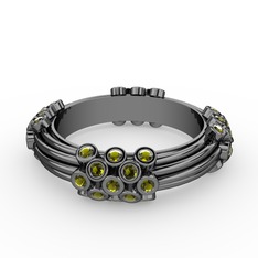 Peridot 925 ayar siyah rodyum kaplama gümüş yüzük (şeffaf mineli)