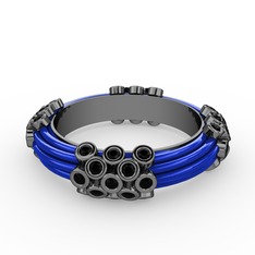 Delissa Yüzük - Siyah zirkon 925 ayar siyah rodyum kaplama gümüş yüzük (Mavi mineli) #12nxeax