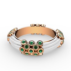 Delissa Yüzük - Yeşil kuvars 925 ayar rose altın kaplama gümüş yüzük (Beyaz mineli) #13om5nt