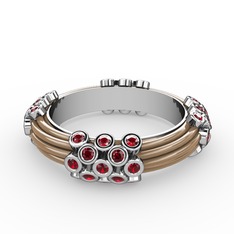 Garnet 8 ayar beyaz altın yüzük (Ekru mineli)