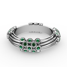 Delissa Yüzük - Yeşil kuvars 18 ayar beyaz altın yüzük (şeffaf mineli) #14mal9g