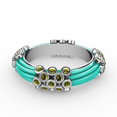 Delissa Yüzük - Peridot 14 ayar beyaz altın yüzük (Turkuaz mineli) #14vwowe