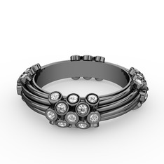 Delissa Yüzük - Pırlanta 925 ayar siyah rodyum kaplama gümüş yüzük (0.78 karat, şeffaf mineli) #15epms0