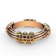 Peridot 18 ayar rose altın yüzük (şeffaf mineli)