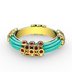 Garnet 8 ayar altın yüzük (Turkuaz mineli)