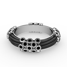 Delissa Yüzük - Siyah zirkon 18 ayar beyaz altın yüzük (Siyah mineli) #19rkw7f