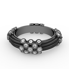 Delissa Yüzük - Swarovski 925 ayar siyah rodyum kaplama gümüş yüzük (Siyah mineli) #1c9wgyi