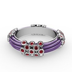Garnet 18 ayar beyaz altın yüzük (Menekşe mineli)