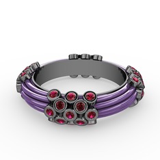 Delissa Yüzük - Rodolit garnet 925 ayar siyah rodyum kaplama gümüş yüzük (Menekşe mineli) #1gbhjuo