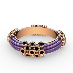 Delissa Yüzük - Siyah zirkon 14 ayar rose altın yüzük (Menekşe mineli) #1hkt9zw