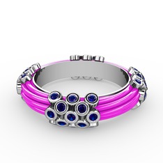 Lab safir 925 ayar gümüş yüzük (Neon pembe mineli)