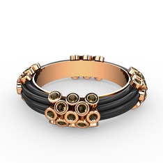 Dumanlı kuvars 18 ayar rose altın yüzük (Siyah mineli)