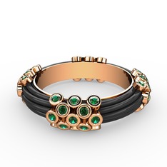 Delissa Yüzük - Yeşil kuvars 18 ayar rose altın yüzük (Siyah mineli) #1k58hom