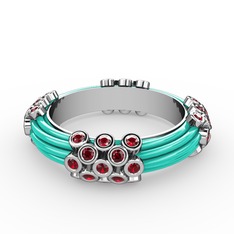 Delissa Yüzük - Garnet 8 ayar beyaz altın yüzük (Turkuaz mineli) #1mm97ai